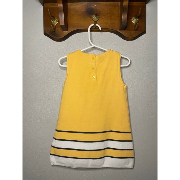 Vintage Y2K 2003 Gymboree Pastel Yellow Striped Knit Dress w/ Sunflower Applique - Picture 3 of 5